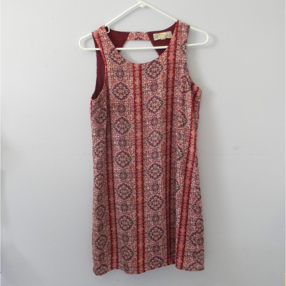 Pink Republic maroon dress with red and pink pattern
